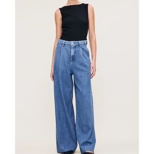 NWT DL1961 Hepburn High-Rise Wide-Leg Jeans Size 27 Great Falls Blue